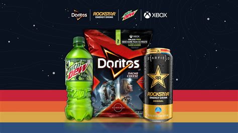 Snack with DORITOS, MTN DEW, and ROCKSTAR to .